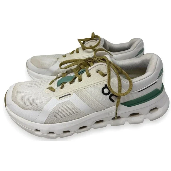 On Cloudrunner 2 Running Shoes Mens 10 White Green Sneakers 3ME10142404 - Picture 4 of 11